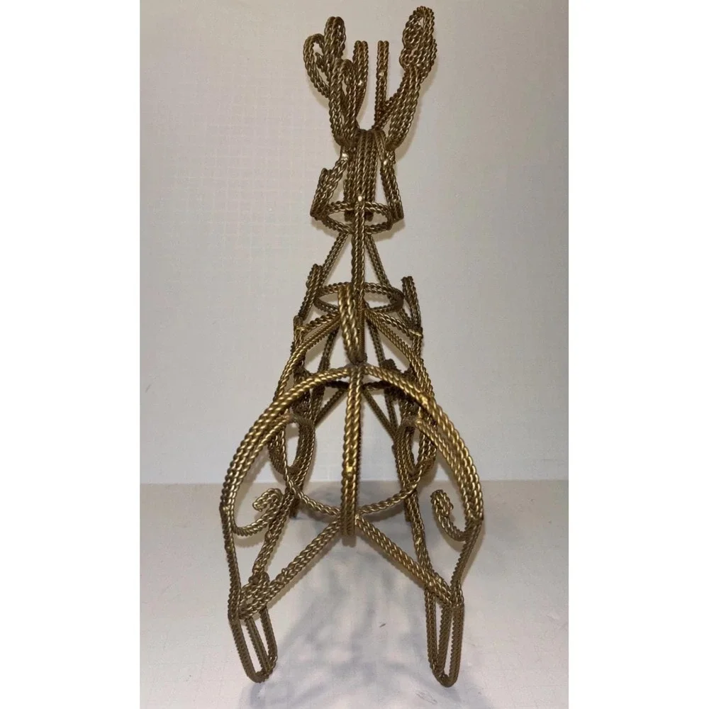 Vintage Metal Reindeer Christmas Gold Holiday Rustic Docor Centerpiece 14